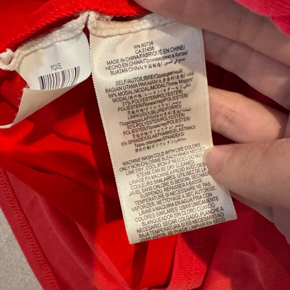 BCBGMAXAZRIA Red Long Sleeve Dress M Side Twist Gathered Front Stretch Knit - Picture 7 of 9